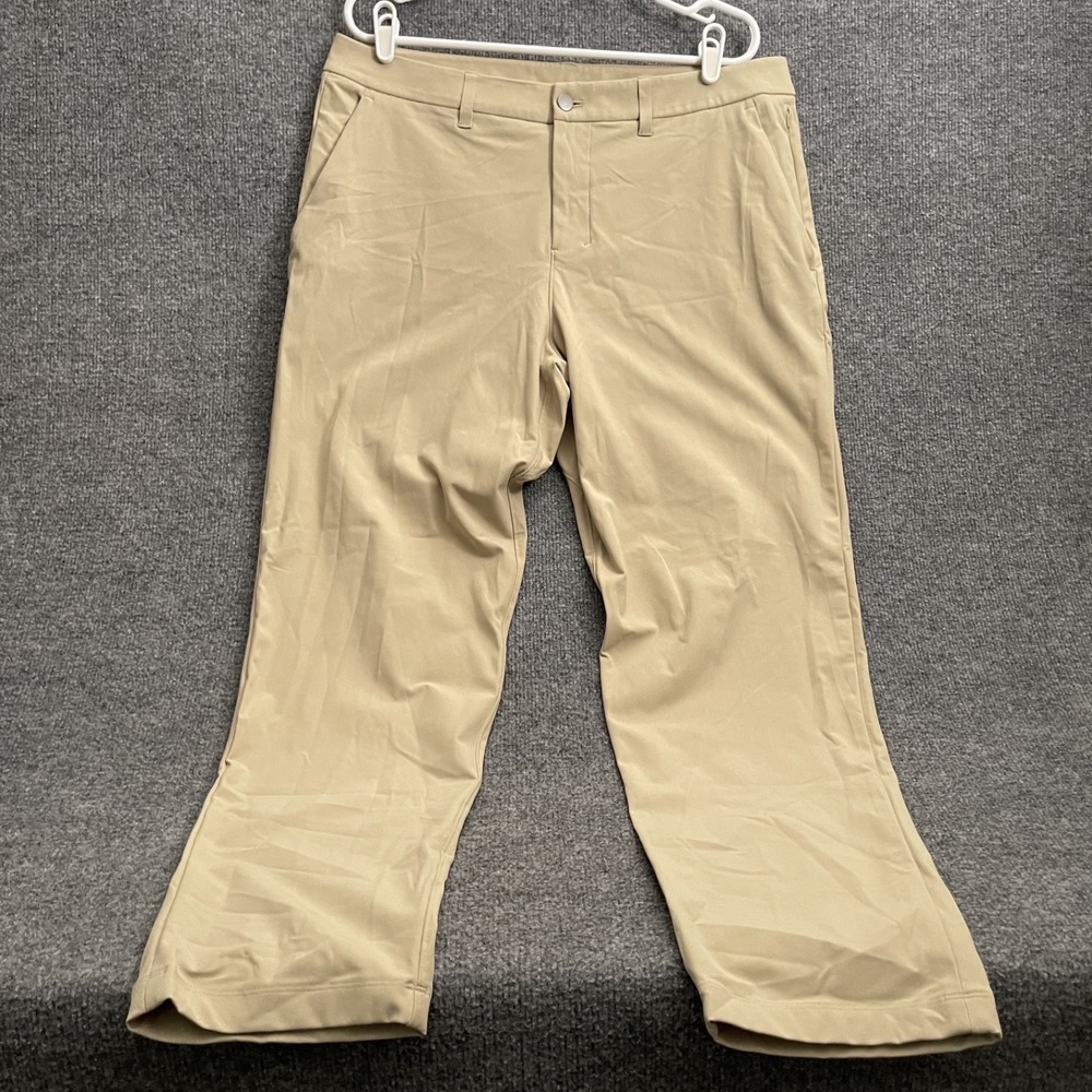 Lululemon ABC Warpstreme Pants Mens Sz 36 Classic Fit Trousers Khaki LM5AO5S